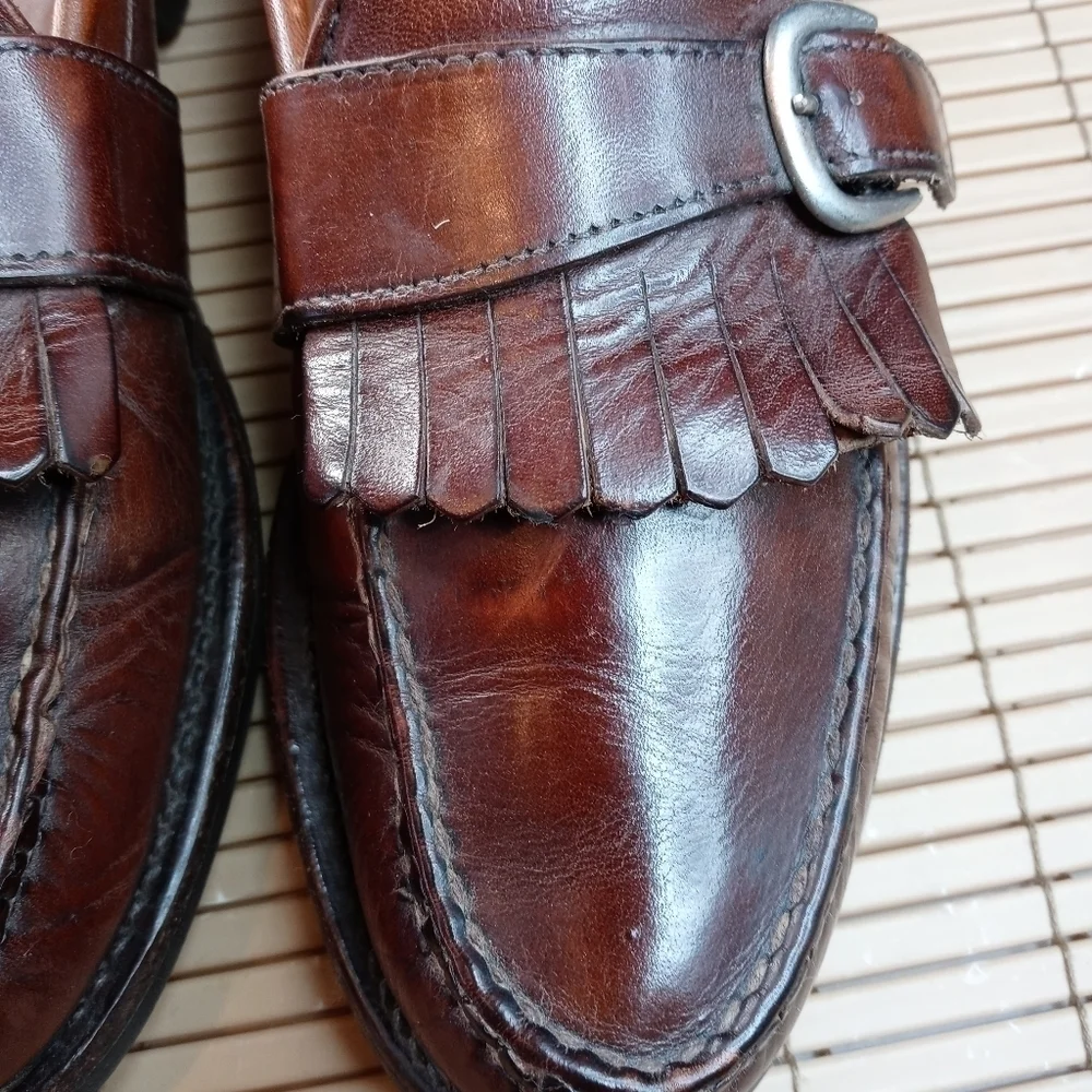 ALLEN EDMONDS Waterbury Brown Sz 11.5 B Men Kiltie Buckle Loafers. 404pem